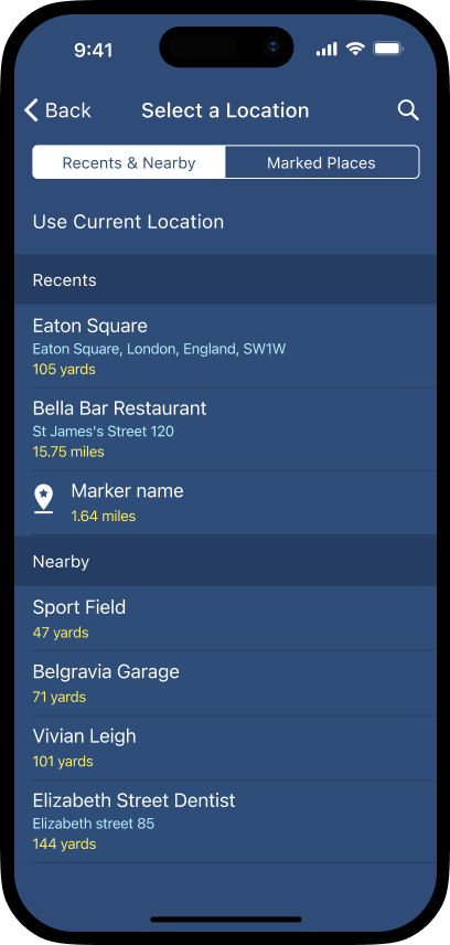 Image of Soundscape Community running on an iphone displaying the select a location user interface